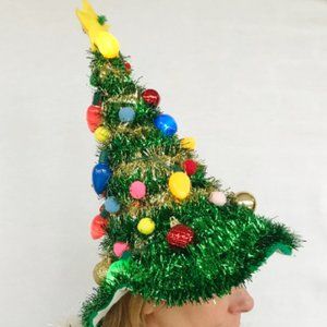 Funny Christmas Tree Hat Ugly Christmas Sweater Party Hat. Lights up!